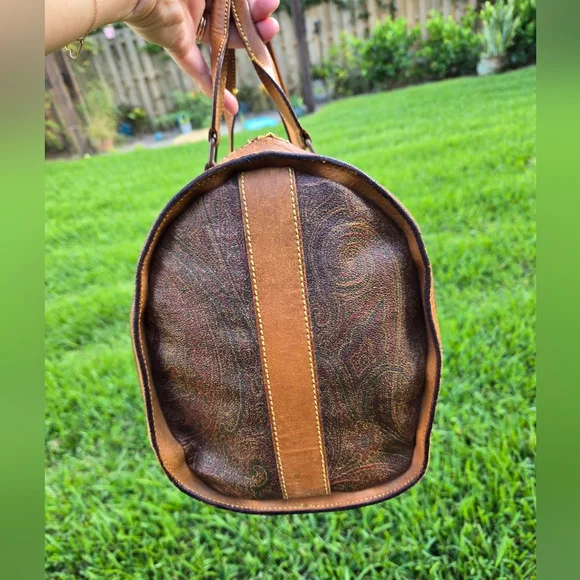 Etro Vintage 16” Travel Duffle Bag – Paisley & Leather – Rehab Project - Picture 10 of 15